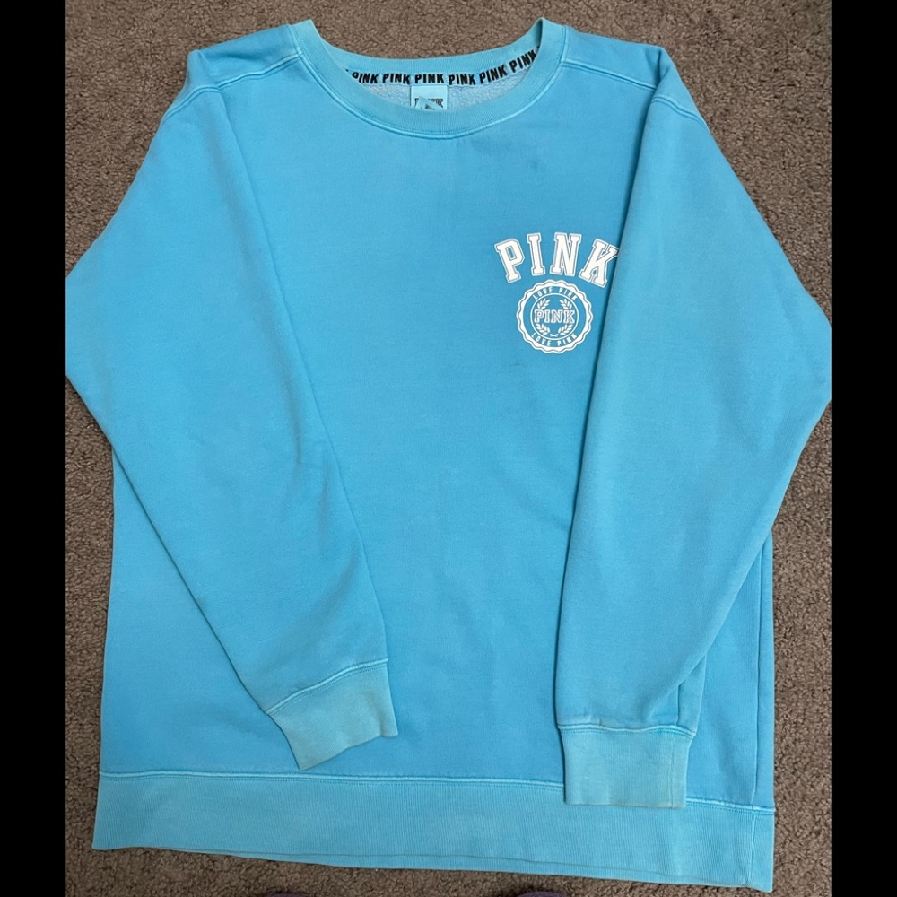 Victoria secret Pink turquoise oversized crew